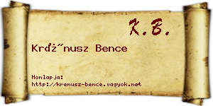 Krénusz Bence névjegykártya